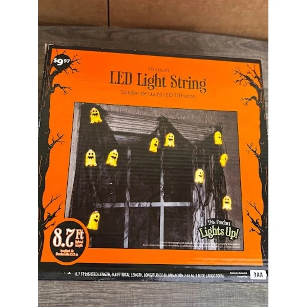2 Pack Halloween Ghost LED Light String 20 Count 8.7ft Battery Operated Decor